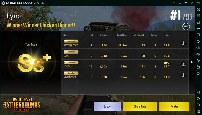 pubg mobile chicken dinner